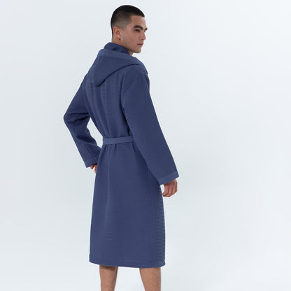 Men's Hooded Turkish Cotton Waffle Robe-12