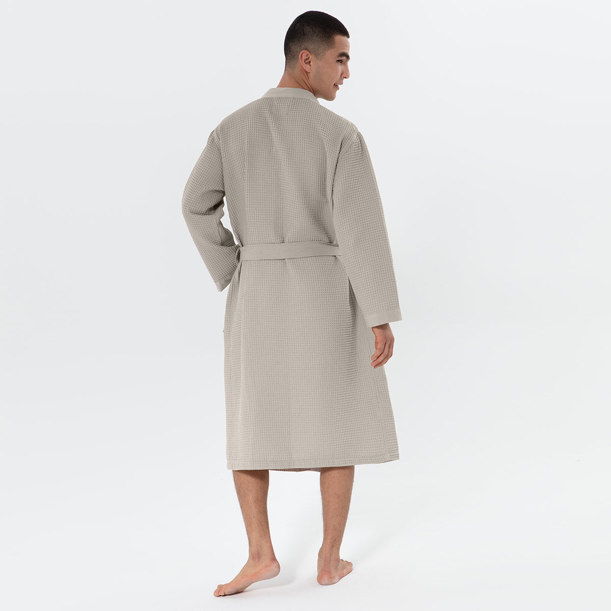 1077 Men's Lightweight Kimono Waffle Spa Robe