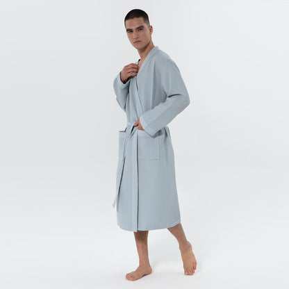 1077 Men's Lightweight Kimono Waffle Spa Robe
