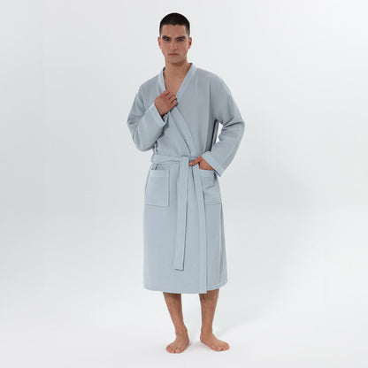 1077 Men's Lightweight Kimono Waffle Spa Robe