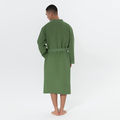1077 Men's Lightweight Kimono Waffle Spa Robe