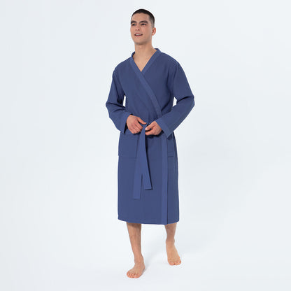 1077 Men's Lightweight Kimono Waffle Spa Robe
