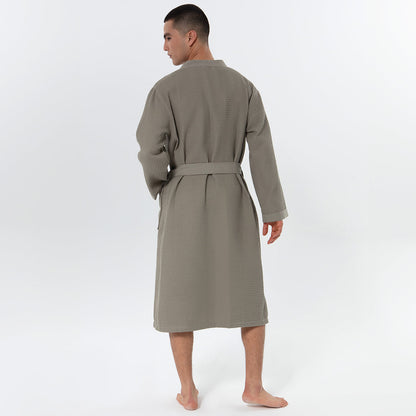 1077 Men's Lightweight Kimono Waffle Spa Robe