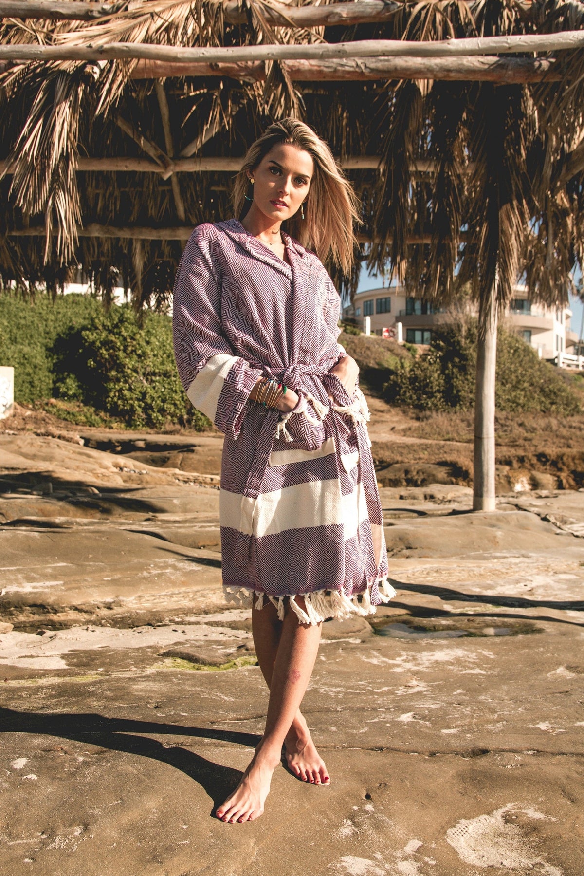 Venice Turkish Towel Bathrobe – 100% Turkish Cotton Unisex Kimono Robe with Deep Pockets & Belt (S/M, L/XL)-3