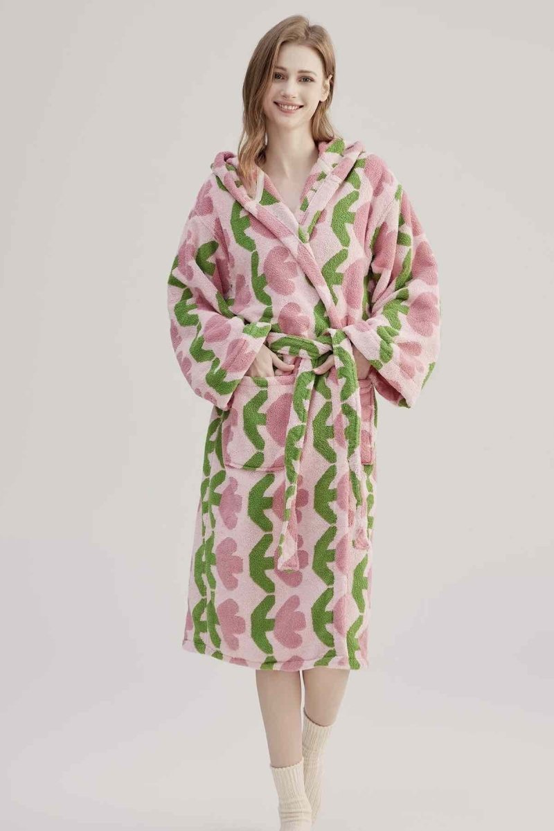 Whimsical Tulip Hooded Bath Robe - 100% Organic Long-stapled Cotton-3