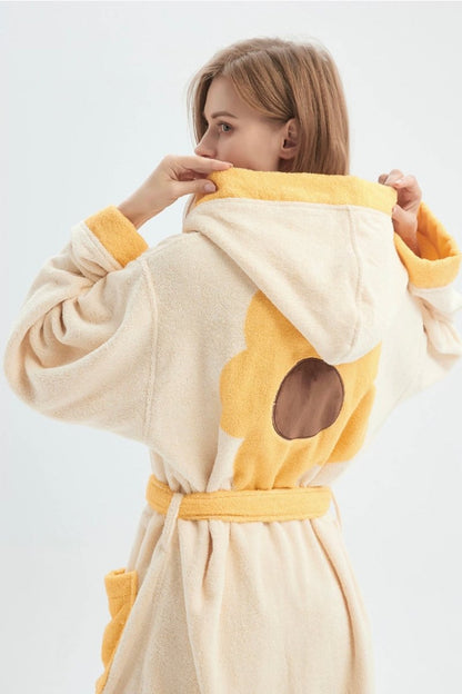 Whimsical Ultra Soft Sunflower Hooded Bathrobe - 100% Organic Long-stapled Cotton-2