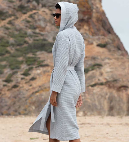 Women’s Turkish Cotton Waffle Hooded Robe-0
