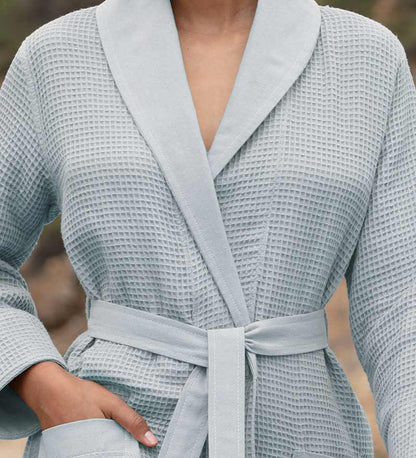 1035 Women’s Lightweight Waffle Spa Robe with Shawl Collar