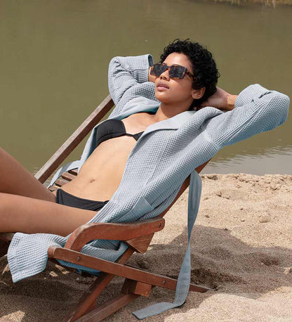 1035 Women’s Lightweight Waffle Spa Robe with Shawl Collar